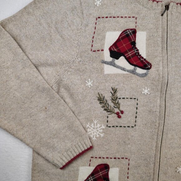 VTG Croft & Barrow Sweater Womens 2X Wool Blend Christmas Ice Skates - Picture 5 of 9